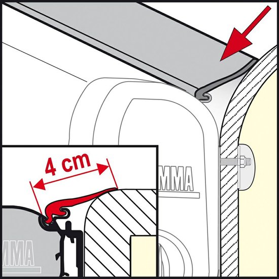 Těsnící pás mezi stěnu karavanu a markýzu Fiamma RAIN GUARD M 4 cm