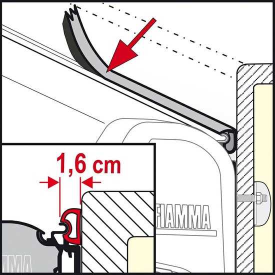 Těsnící pás mezi stěnu karavanu a markýzu Fiamma RAIN GUARD L 9 cm
