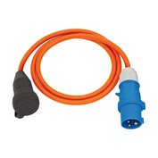 Kabel s CEE zástrčkou a Schuko zásuvkou, barva oranžová, délka 1,5 m
