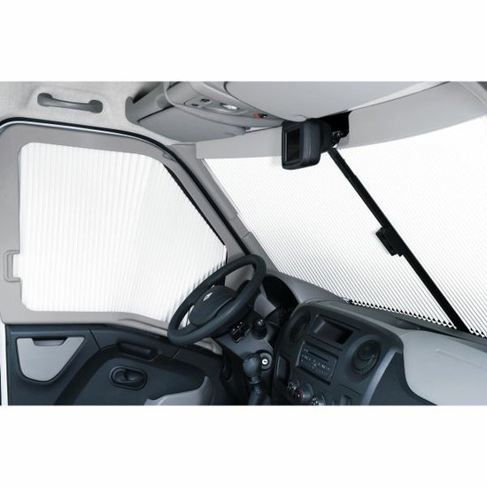 Plizovaná roleta na přední okno Remis REMIfront IV pro Renault Master od 2010 se senzorem deště a vnitřním zrcátkem